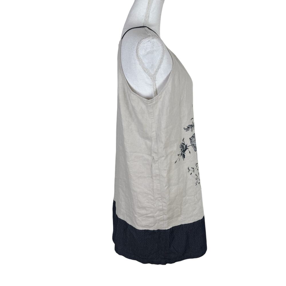 Loft Women Linen Blend Dress Size 8 Floral Coastal Beach Boho Travel Vacation - Picture 4 of 7
